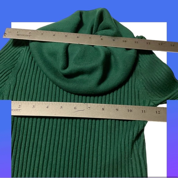 Cowl Neck Sweater, rich forest green, soft, stretchy for multi size fit, Size S - Picture 5 of 6